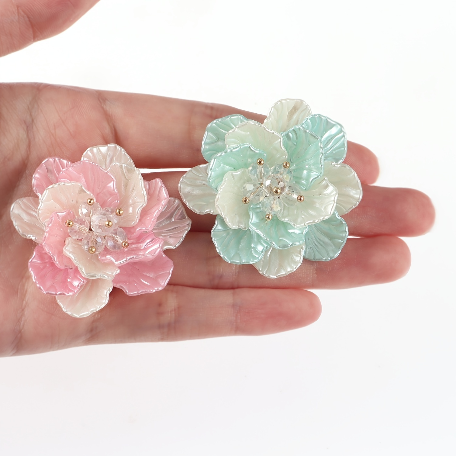 1pc Plastic ABS Pearl Flower Two Tone Accessory